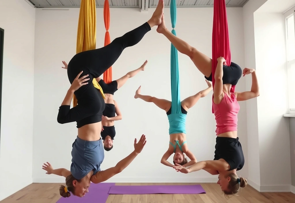 Aerial Yoga Class with hammocks