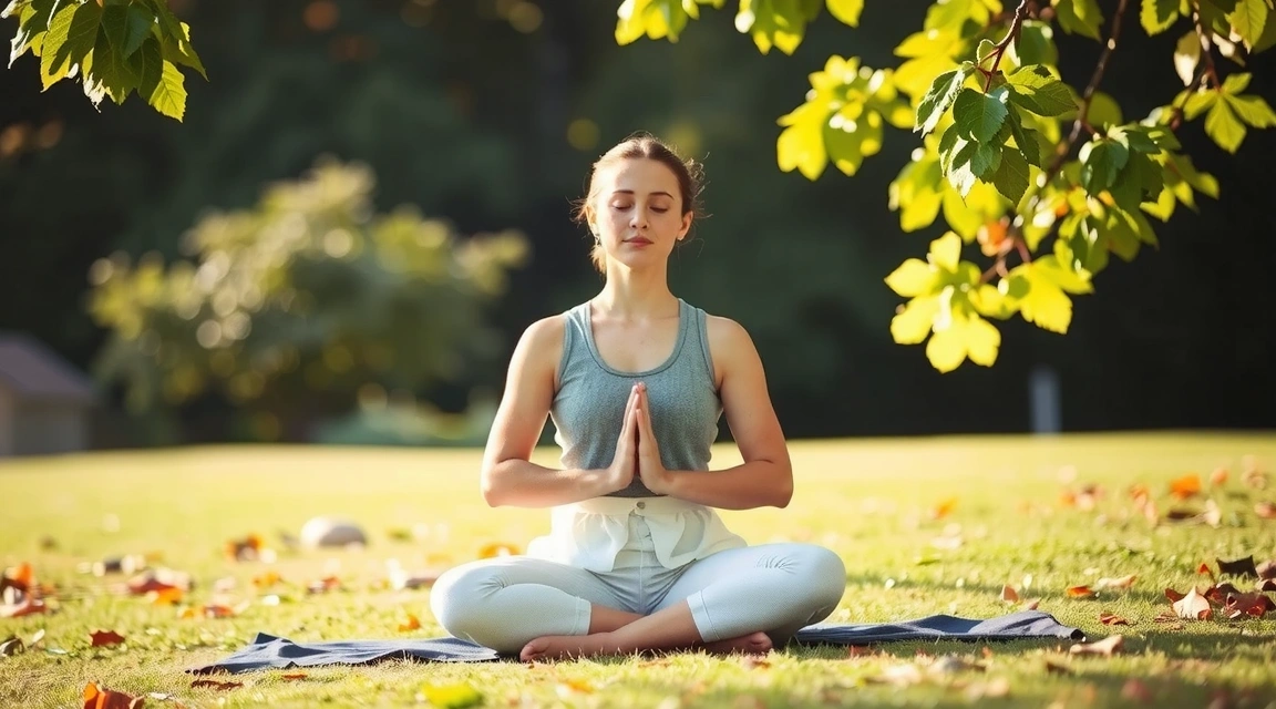 A person meditating peacefully outdoors