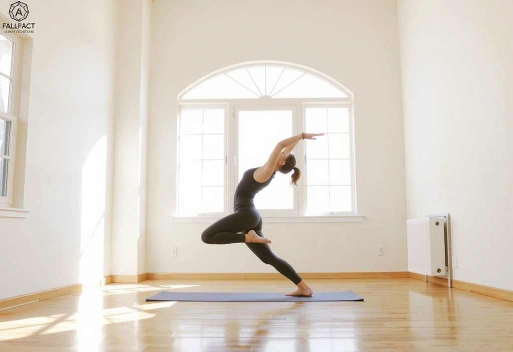 Person practicing yoga in a serene studio