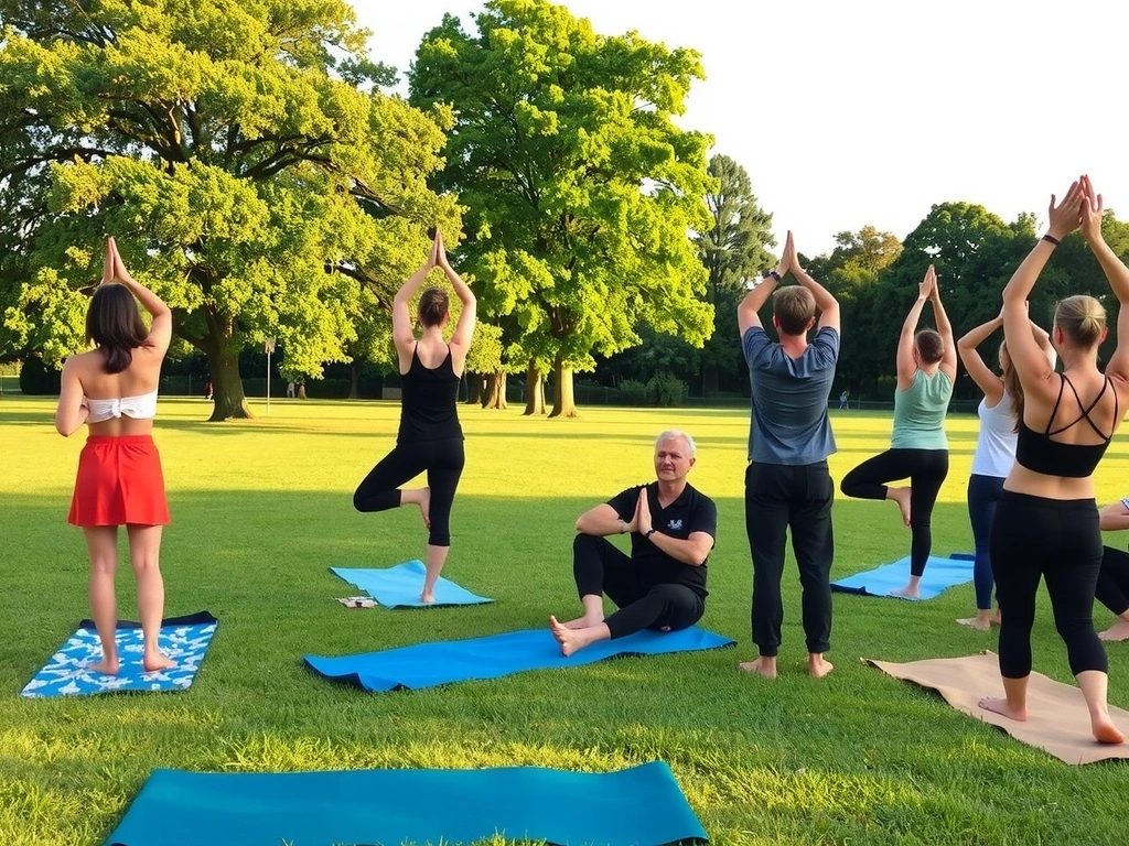 Outdoor yoga session in a park