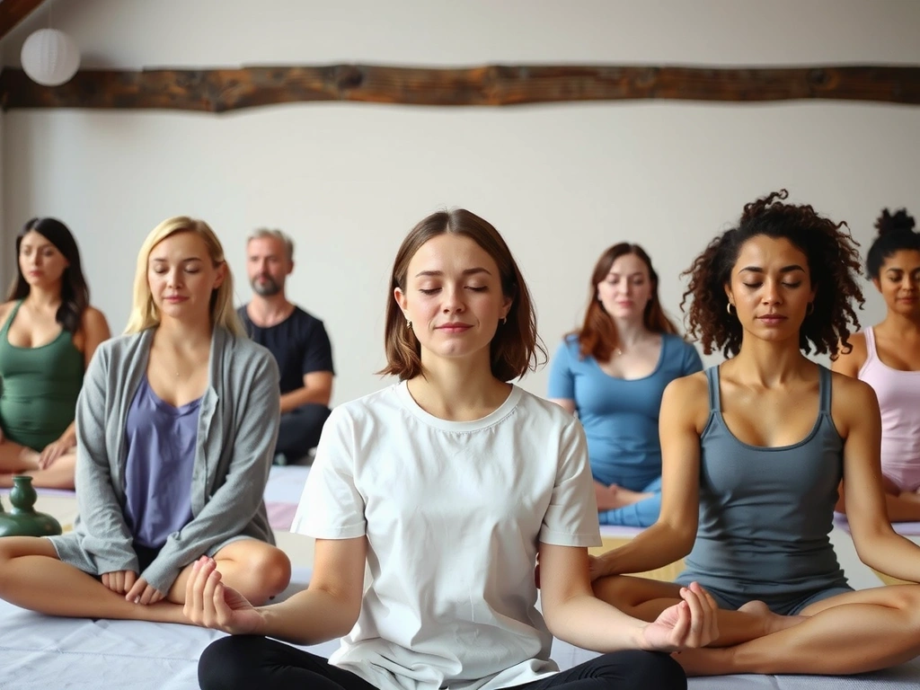 Relaxing meditation session in a yoga studio
